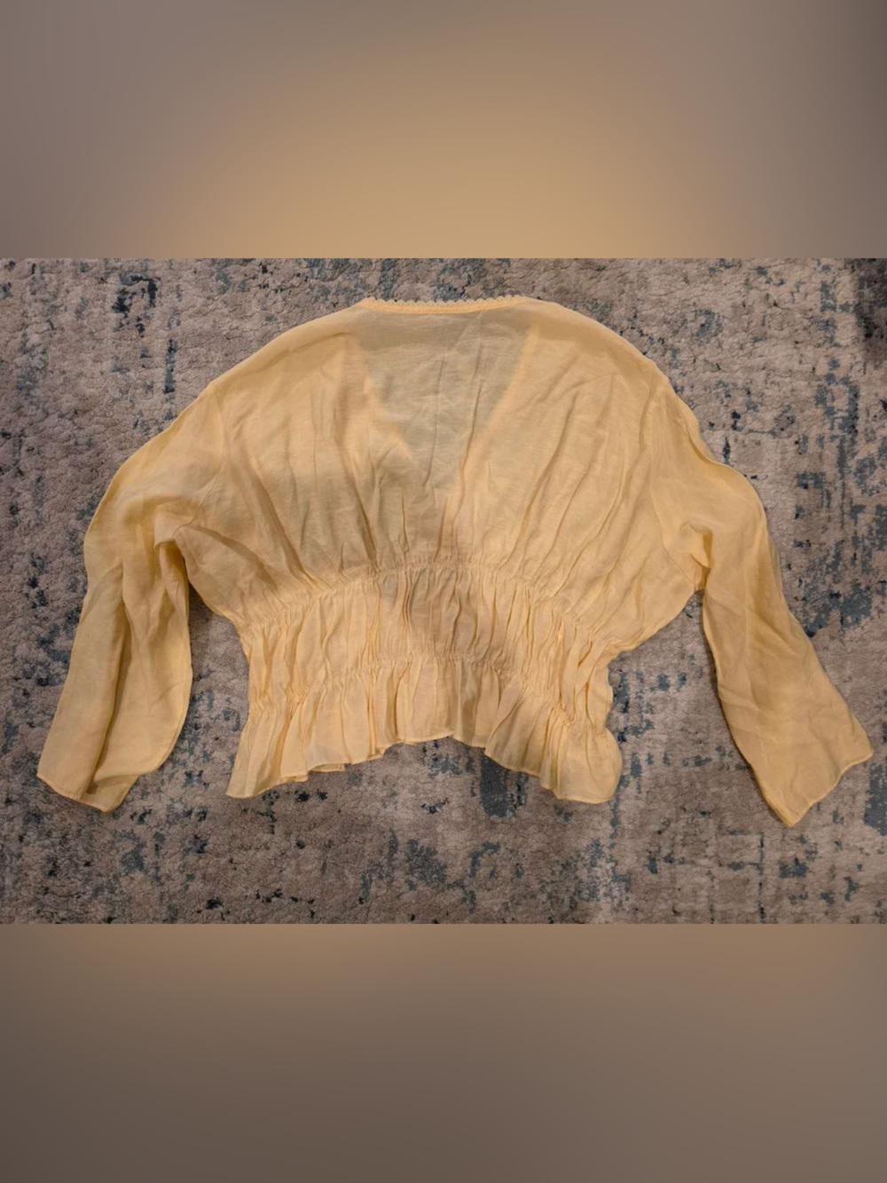 Yellow Ruffled Button-Front Women’s Top - Picture 2 of 2